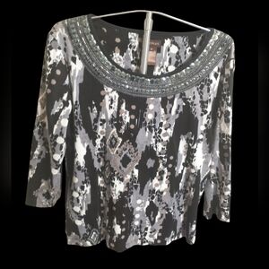Multiples Bead Embellished Collar Top